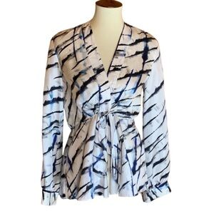Robert Graham Lacey style silk blouse with stripes Size Small
